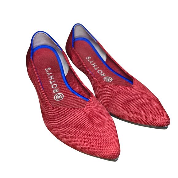 Rothy's The Point Flats Women's Size 9 Knit Red Pointed Toe Shoes Casual Comfort - Picture 1 of 10